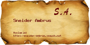 Sneider Ambrus névjegykártya